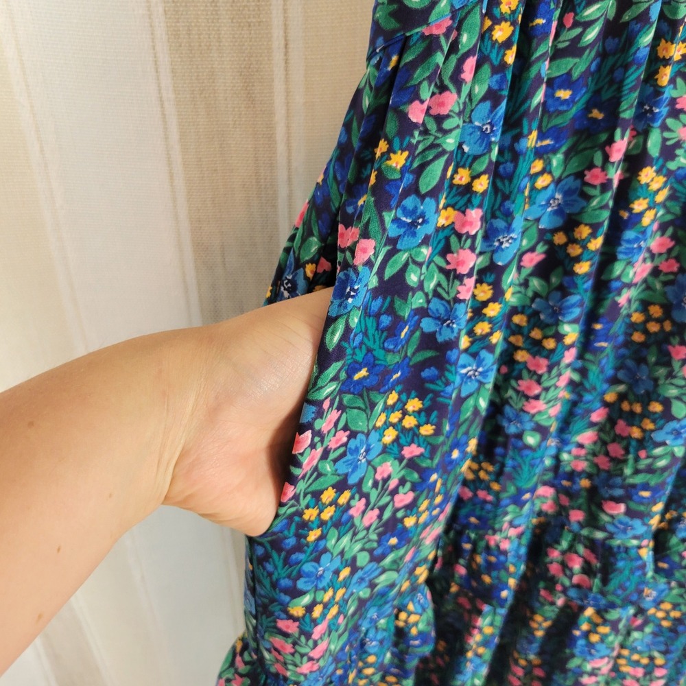 NEW Melloday Floral Maxi Dress Blue Size Medium Cottagecore Prairie - Picture 3 of 12